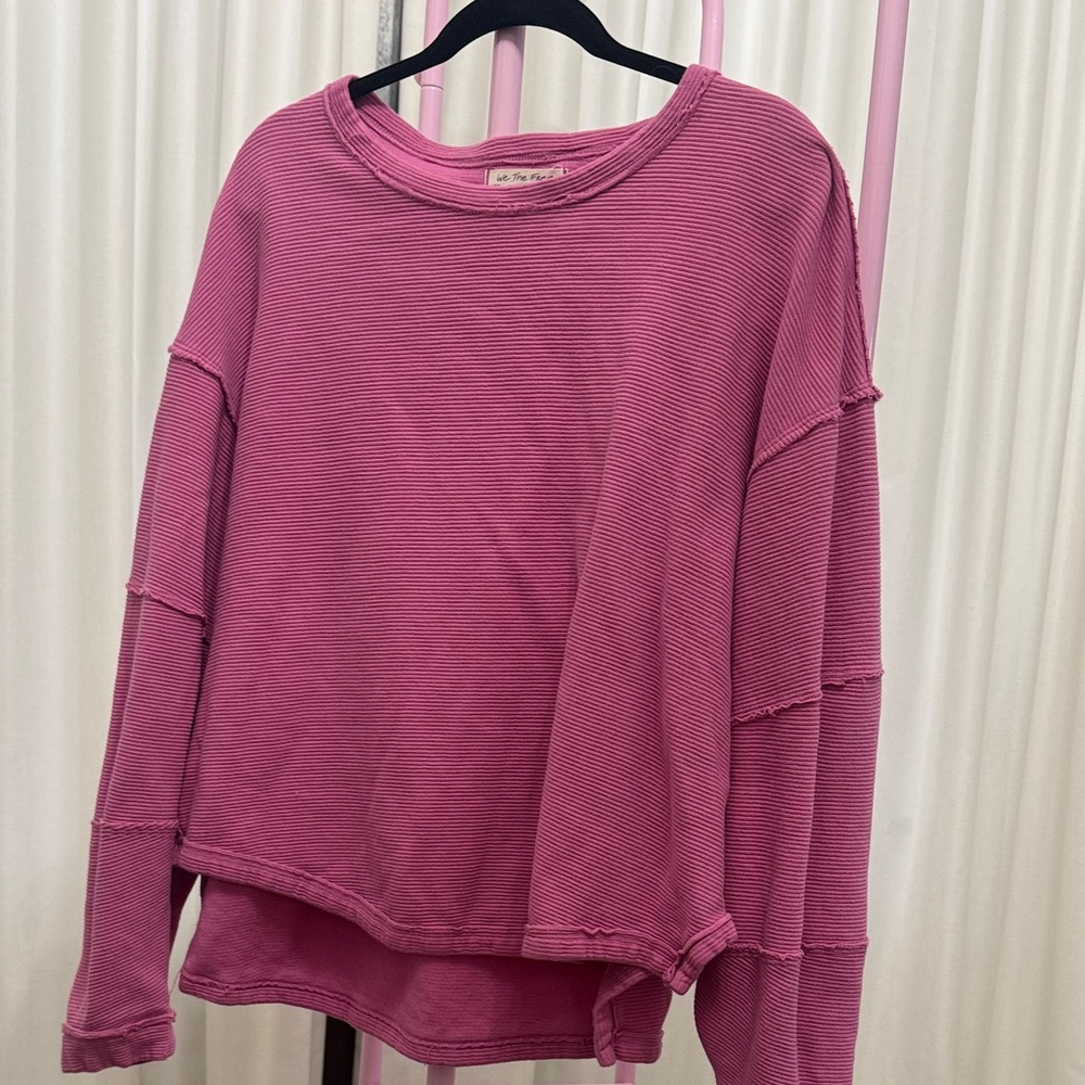 We The Free Pink Ribbed Sweatshirt